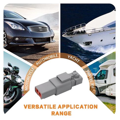 طقم موصل DTP 3 مجموعات 2 دبوس للسيارات IP67 موصلات كهربائية مقاومة للماء للسيارة والشاحنات والدراجات النارية ومركبات الطرق الوعرة والبحرية 30 أمبير (نطاق حجم السلك 12-10 AWG) in Kuwait
