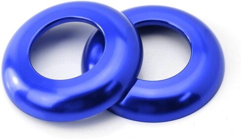 iJDMTOY 2pc Sports Blue Aluminum Front Seat Headrest Button Covers Compatible with 2015-2021 Mercedes W205 C-Class, 2016-2022 X205 GLC-Class in Saudi Arabia