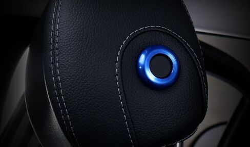iJDMTOY 2pc Sports Blue Aluminum Front Seat Headrest Button Covers Compatible with 2015-2021 Mercedes W205 C-Class, 2016-2022 X205 GLC-Class in Saudi Arabia