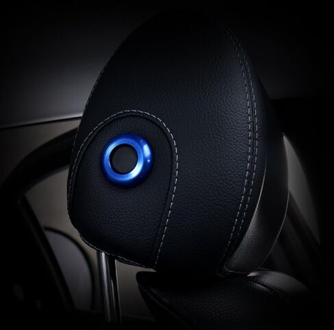 iJDMTOY 2pc Sports Blue Aluminum Front Seat Headrest Button Covers Compatible with 2015-2021 Mercedes W205 C-Class, 2016-2022 X205 GLC-Class in Saudi Arabia