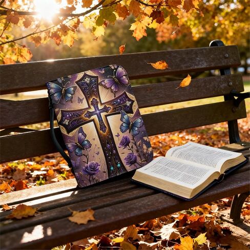 Floral Christian Butterfly Cross 26 Pcs Journaling Kit Size L-2XL Bible Case Covers Bag Study Supplies PU Leather for Women in Kuwait