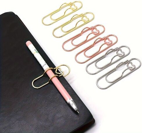 Metal Pen Holder with Heart Design - Beautiful Multi-Functional Large - Sized Pencil Rack for Notebooks and Diaries, 6PCS in Saudi Arabia