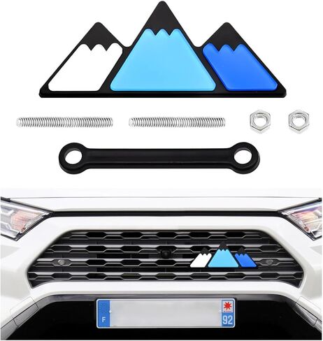 Tri-Color Grille Decor Badge, Front Slotted Grille Emblem Decoration Insert Trims, 3-Color Stripe Decal Classic Emblem Compatible with Tacoma 4 Runner, Car Accessories (D) in Kuwait