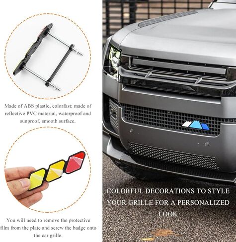 Tri-Color Grille Decor Badge, Front Slotted Grille Emblem Decoration Insert Trims, 3-Color Stripe Decal Classic Emblem Compatible with Tacoma 4 Runner, Car Accessories (D) in Kuwait