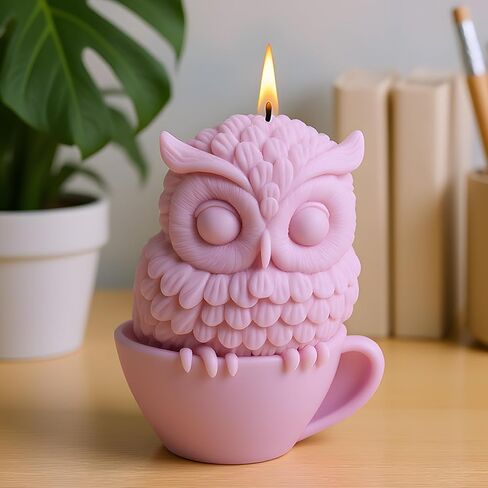 Owl Candle Mold Owls Candle Silicone Molds Owl Resin Casting Mold for Candles Home Decorate Candle Making Molds Aromatherapy Candles Gypsum Clay Craft in Saudi Arabia