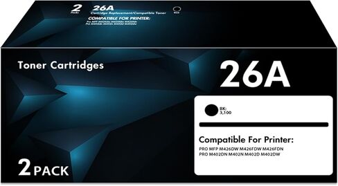 خرطوشة حبر CF226A 26A مكونة من قطعتين باللون الأسود متوافقة مع 26X CF226X تعمل مع حبر الطابعة Pro M402dw M402n M402dn M402d Pro MFP M426dw M426fdw M426fdn M402 M426 in Kuwait