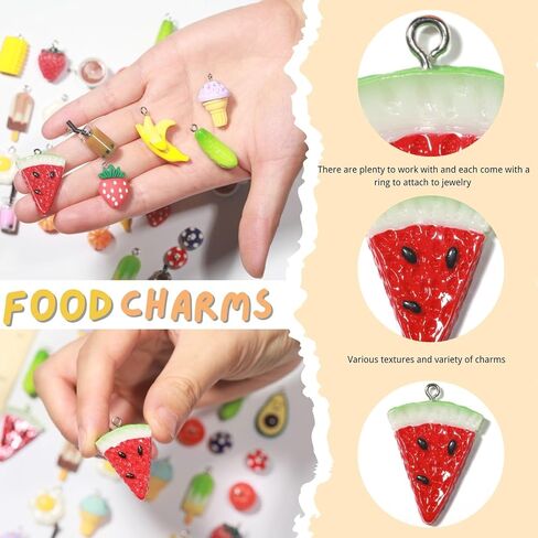 MGGFBLEY 40PCS(20PAIRS) Food Charms for Jewelry Making – Cute Resin Earring & Keychain, Kawaii Bulk Mini Charms for Craft DIY, Kandi, Bag & Rave Accessories in Saudi Arabia