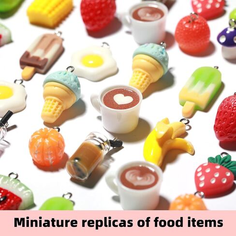 MGGFBLEY 40PCS(20PAIRS) Food Charms for Jewelry Making – Cute Resin Earring & Keychain, Kawaii Bulk Mini Charms for Craft DIY, Kandi, Bag & Rave Accessories in Saudi Arabia