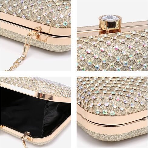 Dasein Womens Rhinestone Clutch Purse Sparkling Evening Bag with Crystal Clasp for Formal Prom Party Wedding in Kuwait