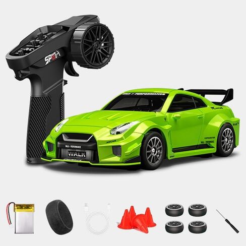1:43 RC Drift Car D43-01 - 2.4G نسبة كاملة 4WD سبيكة 20KM/H عالية السرعة RC سيارة سباق مع جيرو، محامل صامتة، سرعة قابلة للتعديل وإضاءة (Q2/أحمر/D43-01) in Kuwait