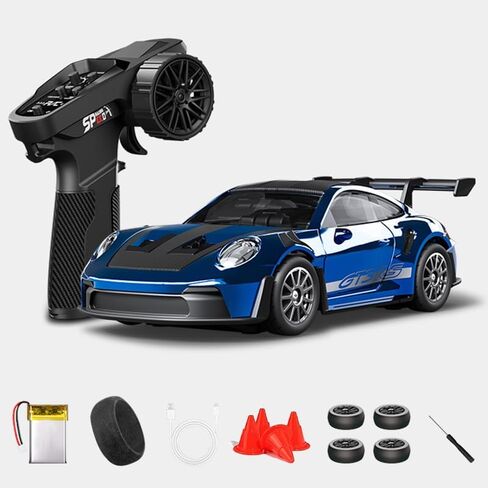 1:43 RC Drift Car D43-01 - 2.4G نسبة كاملة 4WD سبيكة 20KM/H عالية السرعة RC سيارة سباق مع جيرو، محامل صامتة، سرعة قابلة للتعديل وإضاءة (Q2/أحمر/D43-01) in Kuwait