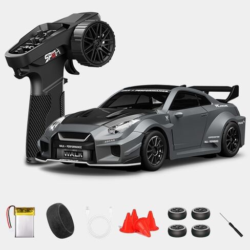 1:43 RC Drift Car D43-01 - 2.4G نسبة كاملة 4WD سبيكة 20KM/H عالية السرعة RC سيارة سباق مع جيرو، محامل صامتة، سرعة قابلة للتعديل وإضاءة (Q2/أحمر/D43-01) in Kuwait