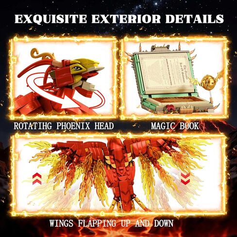 1252PCS Moc Fire Phoenix with Book Building Block Set for Adults, NO Compatible with Lego Magic Phoenix, STEM Bird Toy Collection Model Gift for Kids Boys and Girls in Saudi Arabia