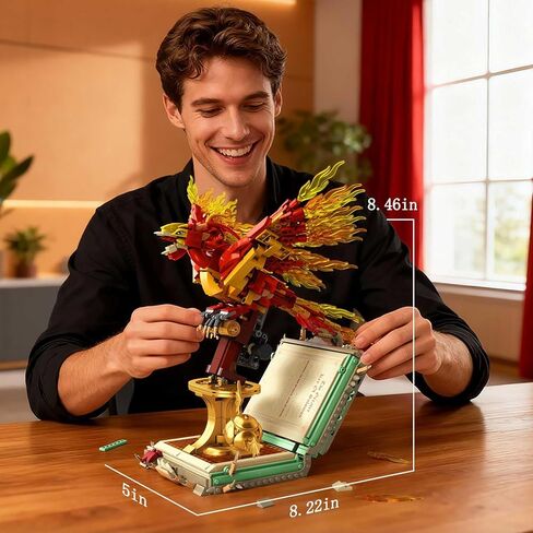 1252PCS Moc Fire Phoenix with Book Building Block Set for Adults, NO Compatible with Lego Magic Phoenix, STEM Bird Toy Collection Model Gift for Kids Boys and Girls in Saudi Arabia