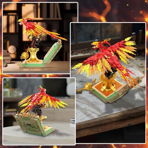 1252PCS Moc Fire Phoenix with Book Building Block Set for Adults, NO Compatible with Lego Magic Phoenix, STEM Bird Toy Collection Model Gift for Kids Boys and Girls in Saudi Arabia