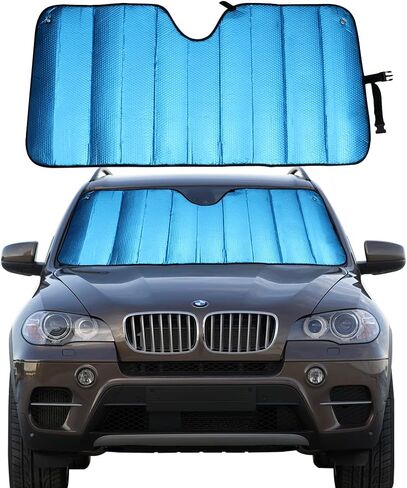Windshield Sun Shade for Car Blue Thicken 5-Layer UV Reflector Auto Front Window Sunshade Visor Shield Cover and Keep Your Vehicle Cool(57" × 27.5") in Saudi Arabia