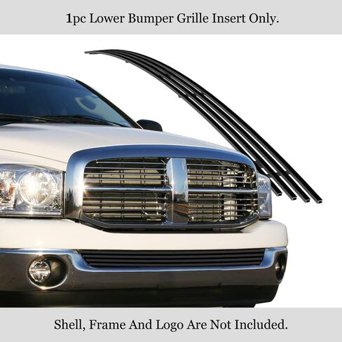 APS Compatible with Dodge Ram 1500 2002-2008 & 02-09 Ram 2500 3500 Lower Bumper Stainless Steel Black 8x6 Horizontal Billet Front Grill Grille Insert S18-J57356D in Saudi Arabia