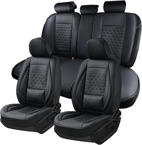 Car Seat Covers for Compact Cars Full Set Faux Leather Seat Protector Waterproof Car Seat Cushion Not for Truck (Black, Full) in Saudi Arabia