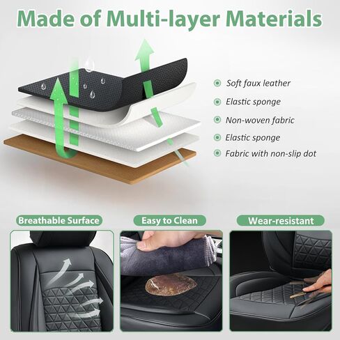 Car Seat Covers for Compact Cars Full Set Faux Leather Seat Protector Waterproof Car Seat Cushion Not for Truck (Black, Full) in Saudi Arabia