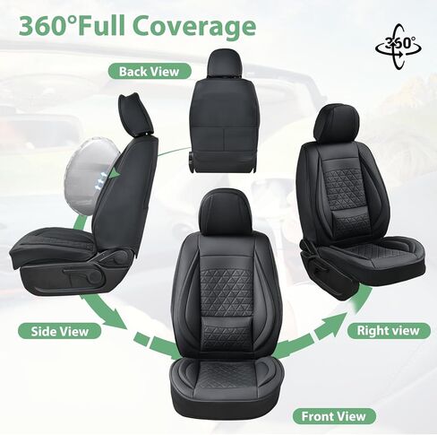 Car Seat Covers for Compact Cars Full Set Faux Leather Seat Protector Waterproof Car Seat Cushion Not for Truck (Black, Full) in Saudi Arabia