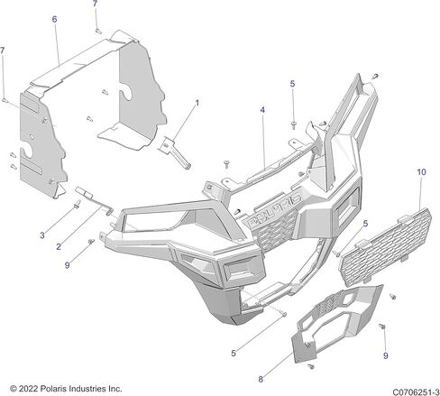 Polaris Front Upper Fascia, for Specific GENERAL 1000, XP 1000, 4 1000, and XP 4 1000 Models, Gloss Black, Genuine OEM - Part 5452177-070 in Saudi Arabia
