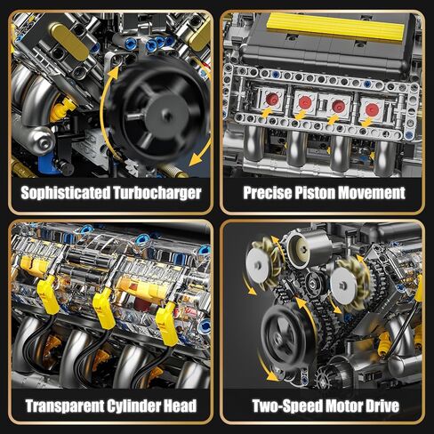 مجموعة بناء نموذج محرك V8 التي تعمل - مجموعة محركات V8 صغيرة مرئية من STEM للبالغين والمراهقين، متوافقة مع مجموعة سيارات ليغو، لعبة تعليمية للعلوم الفيزيائية للأطفال الأولاد (905 قطعة) in Saudi Arabia