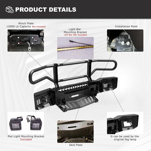 AUTOWIKI Front Hidden Winch Plate for 2019-2025 Chevy Silverado 1500, Winch Mounting Plate Accessories for 19-25 Silverado 1500, Black Hitch Mount Winch Plate (Exclude Diesel, ZR2 & 2019 LD Models) in Saudi Arabia