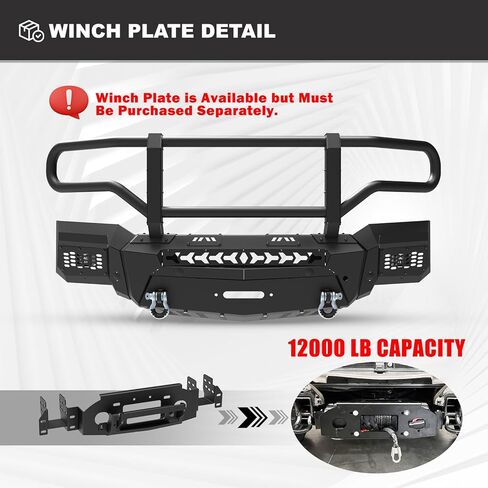 AUTOWIKI Front Hidden Winch Plate for 2019-2025 Chevy Silverado 1500, Winch Mounting Plate Accessories for 19-25 Silverado 1500, Black Hitch Mount Winch Plate (Exclude Diesel, ZR2 & 2019 LD Models) in Saudi Arabia
