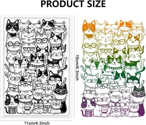 Cat Clear Stamps Silicone Stamps Cat Background Transparent Stamps for Card Making DIY Scrapbooking Photo Album Decoration, 4.3x6.3inch in Saudi Arabia
