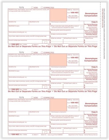 ComplyRight 1099-NEC 3-Part, 3-Up, Tax Forms Set with Self-Seal Envelopes (50 Recipients), Tax Filing Supplies in Saudi Arabia