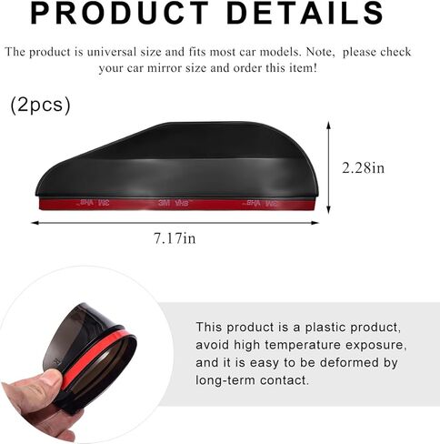 2 PCS Mirror Rain Visor Eyebrow, Waterproof Car Rear View Mirror Rain Cover Visor Guard, Universal Rainproof Carbon Fiber Rearview Mirror Protector Sticker for Car Truck SUV (Black) in Saudi Arabia