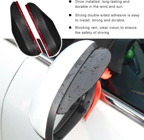 2 PCS Mirror Rain Visor Eyebrow, Waterproof Car Rear View Mirror Rain Cover Visor Guard, Universal Rainproof Carbon Fiber Rearview Mirror Protector Sticker for Car Truck SUV (Black) in Saudi Arabia