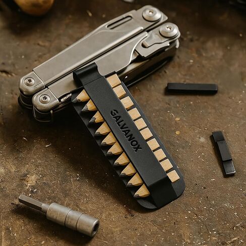 Galvanox Flat Bit-Shaped Wood Carpenter Pencils for Leatherman Multi-tools (Small, for Bit Slot) with Holder (10 Pack) in Saudi Arabia