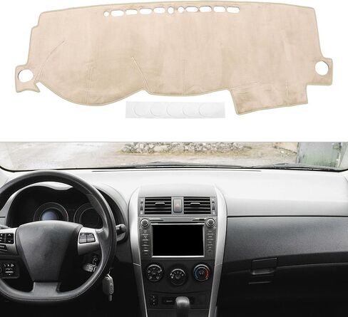 Dashboard Cover Anti-Slip/Anti Dust Dash Cover Mat Carpet for Toyota Corolla 2004-2008 Flannel Beige in Saudi Arabia