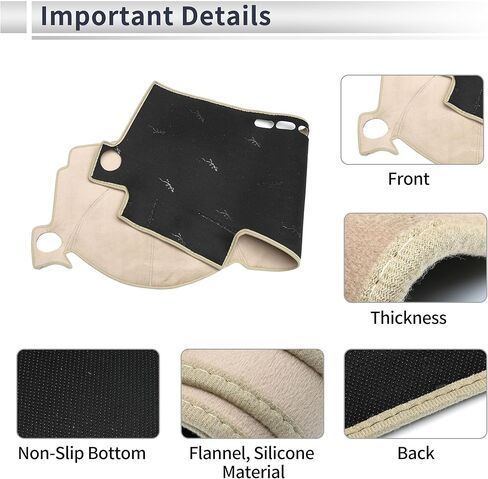 Dashboard Cover Anti-Slip/Anti Dust Dash Cover Mat Carpet for Toyota Corolla 2004-2008 Flannel Beige in Saudi Arabia