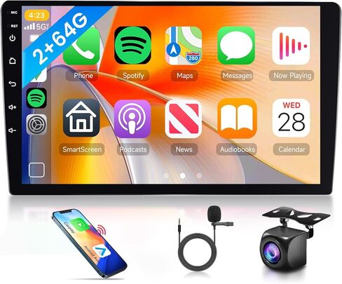 ريمودي 9 بوصة ستيريو سيارة أندرويد مزدوج Din لاسلكي Carplay Android Auto، شاشة لمس راديو سيارة 2 Din مع ملاحة GPS بلوتوث FM HiFi WiFi USB + كاميرا احتياطية AHD in Saudi Arabia