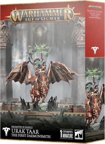 Warhammer Age of Sigmar Urak Taar The First Daemonsmith – Mounted Infernal Taurus Plastic Miniature Kit, 76 Components, 130mm Round Base – Unpainted in Saudi Arabia
