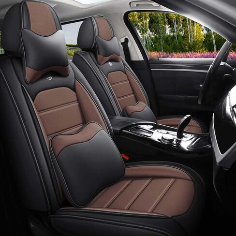 غطاء مقعد جلدي لسيارة Buick Cascada 2016-2023، أغطية مقاعد ناعمة مقاومة للماء، أغطية مقاعد الملحقات الداخلية وسادة هوائية لحماية السيارة متوافقة (أزرق وأبيض، مجموعة كاملة) in Saudi Arabia