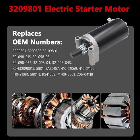 Starter Motor for Kohler Courage Twin SV710 715 720 725 730 735 740 810 820 830 835 840/7000 Series KT715 725 730 735 740 745 with 20 21 22 23 24 25 26 27 HP Engines OE# 3209801 3209803 in Saudi Arabia