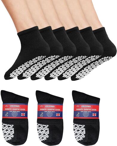 Diabetic Socks for Men, Women, Cushioned Quarter Cotton Socks with Non-Binding, Loose Top Therapeutic Cotton Gripper Socks in Kuwait