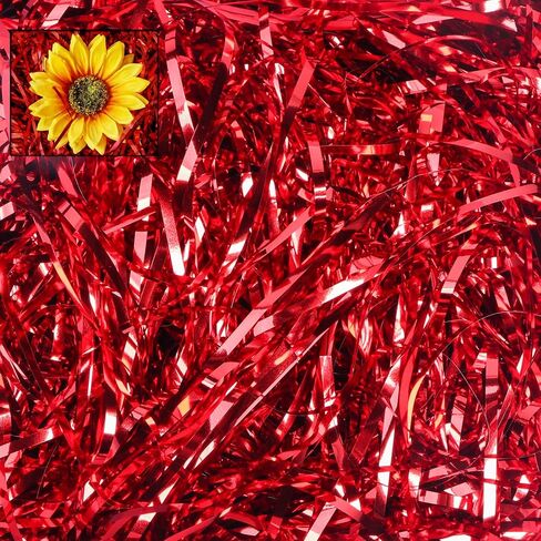 5 OZ Iridescent Red Crinkle Paper Shred Filler for Gift Baskets Box Gift Wrapping Crinkle Plastic Shred Filler for Basket Grass, Wedding, Christmas, Birthday in Saudi Arabia