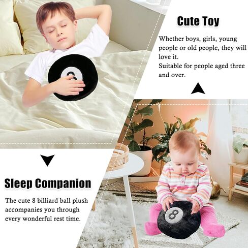 zhidiloveyou 8 Ball Pillow Black Stuffed Billiards Plush Small Decorative Cushion Toy, 13 in in Saudi Arabia