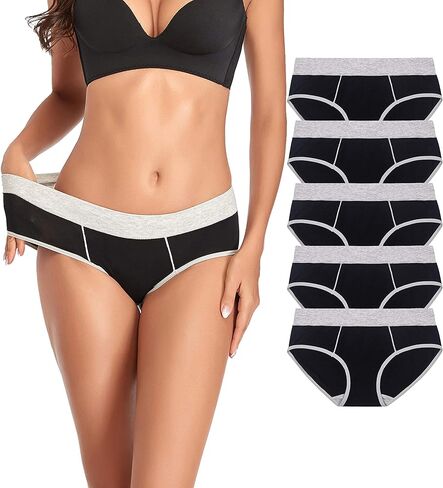 TUTUESTHER Hipster Panties for Women Cotton Mid Rise Briefs Underwear Full Coverage Sporty Underpants in Kuwait