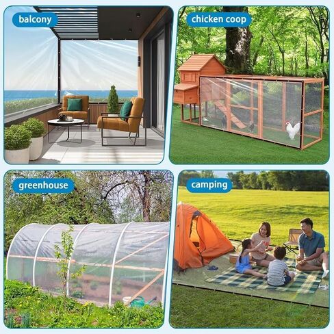 Clear Tarps with Grommets 4x6ft,Heavy Duty Waterproof Tarp Cover,Transparent PVC Vinyl Tarpaulin for Outdoor,Plant,Garden,Chicken Coop,Patio,cat Litter in Saudi Arabia