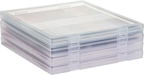4 Pack Scrapbook Paper Storage, 12x12 Plastic Paper Organizer Box, Stackable Portable Document Holder, Craft Organizer Storage, Photo Storage Box Sticker Art Supplies Organizers (White, 4Pcs) in Saudi Arabia