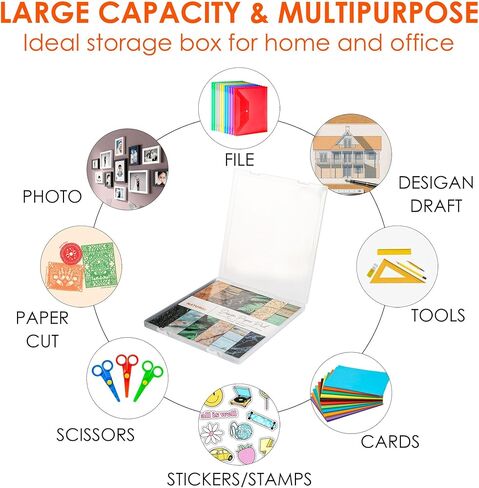 4 Pack Scrapbook Paper Storage, 12x12 Plastic Paper Organizer Box, Stackable Portable Document Holder, Craft Organizer Storage, Photo Storage Box Sticker Art Supplies Organizers (White, 4Pcs) in Saudi Arabia