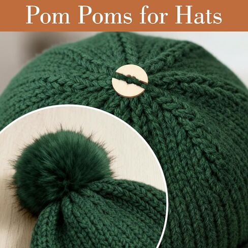 50Pcs Wooden Hat Pom Poms Buttons, 20mm Brown Removable Knitted Hat Love Button, Faux Fur Pom Pom Fastener Sewing Accessories for Knitting Beanies DIY Craft Decoration(50) in Saudi Arabia