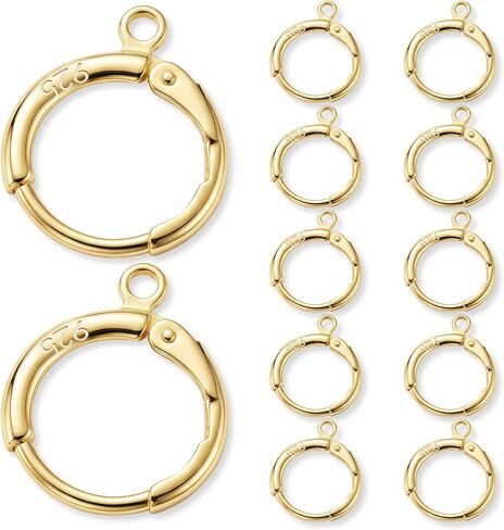 JUNCHONG 12Pcs Earring Hooks, Round Small Huggie Hoop with Loop Ear Leverback Hooks, Hypoallergenic 14mmx2mm Earring Findings for Jewelry Making, Gold in Saudi Arabia