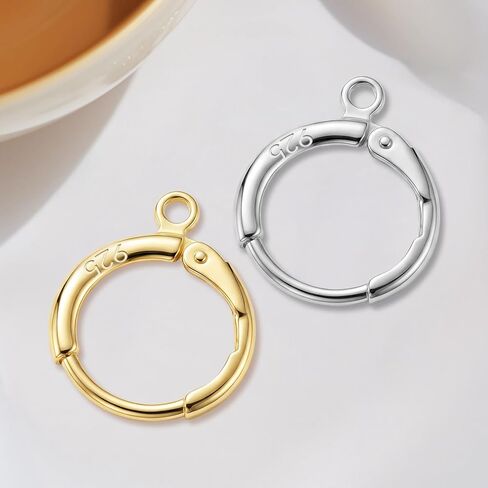 JUNCHONG 12Pcs Earring Hooks, Round Small Huggie Hoop with Loop Ear Leverback Hooks, Hypoallergenic 14mmx2mm Earring Findings for Jewelry Making, Gold in Saudi Arabia