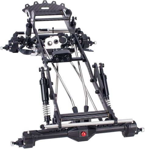 Carbon Fiber Frame Rail LCG Chassis Kit with Ultralight Portal Transmission Skid Plate for 1/10 RC Crawler Comp Rigs SCX10 Capra (Links Set) in Saudi Arabia